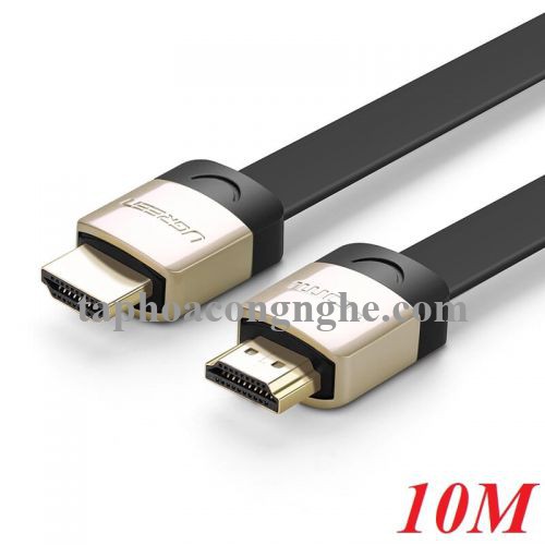 Ugreen 10265 10M màu Đen Cáp tín hiệu HDMI chuẩn 2.0 cáp dẹt đầu bọc hợp kim HD123 30010265